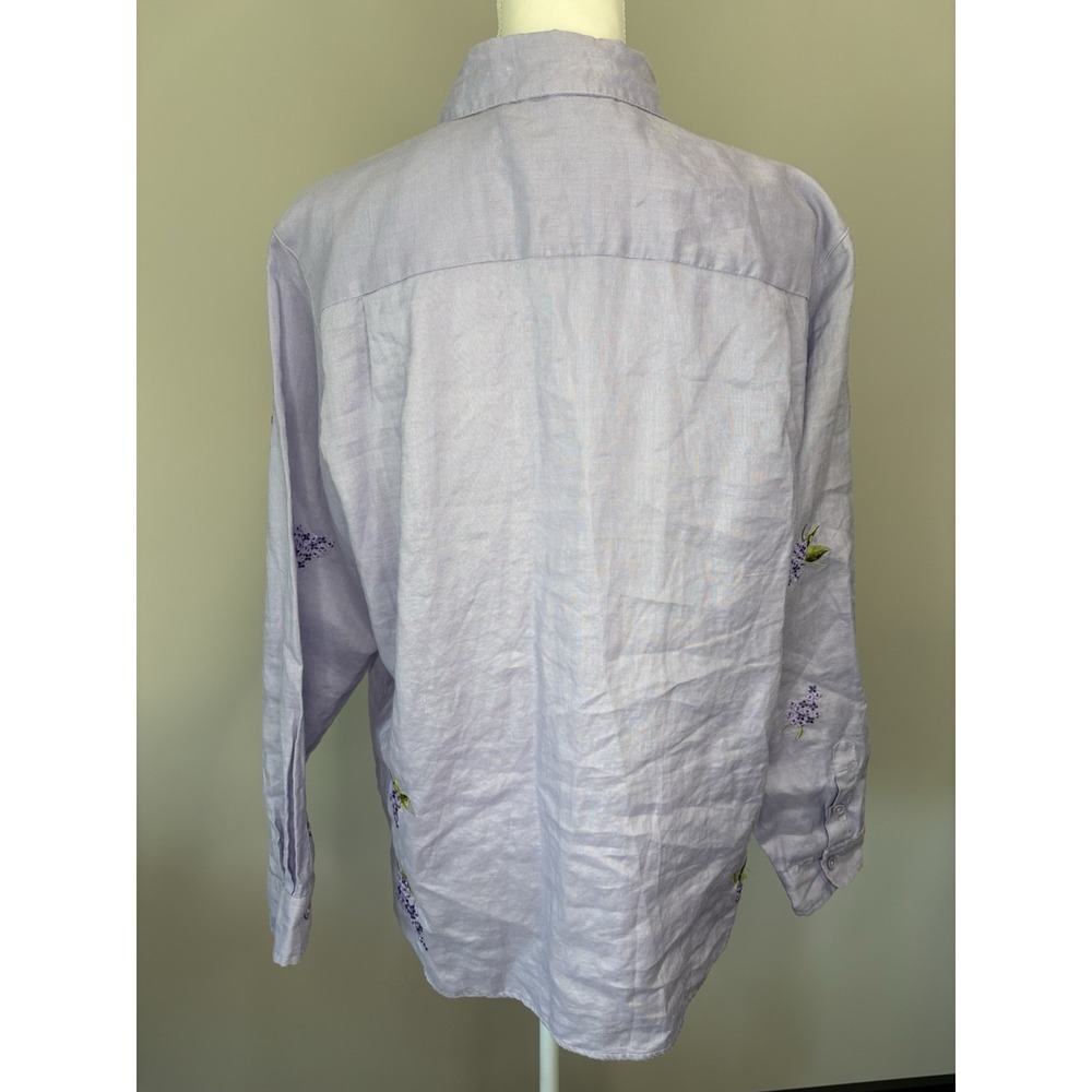 Quacker Factory Lavender Lilac Embroidered Button-Up Shirt Size Large - Picture 3 of 8